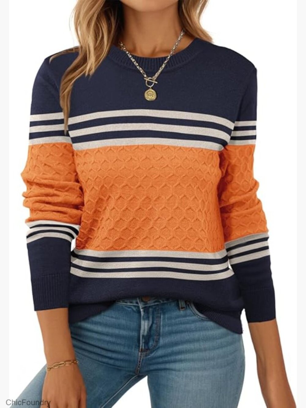 Soft Knit Pullover Sweater Long Sleeve Crew Neck Fall Casual